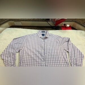 FACONNABLE Size L | Long Sleeve Women's Shirt | Plaid Purple/White | 100% Cotton